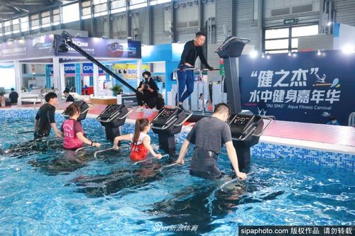 上海举办水中健身嘉年华:跑步机和蹦床运动移到游泳池内
